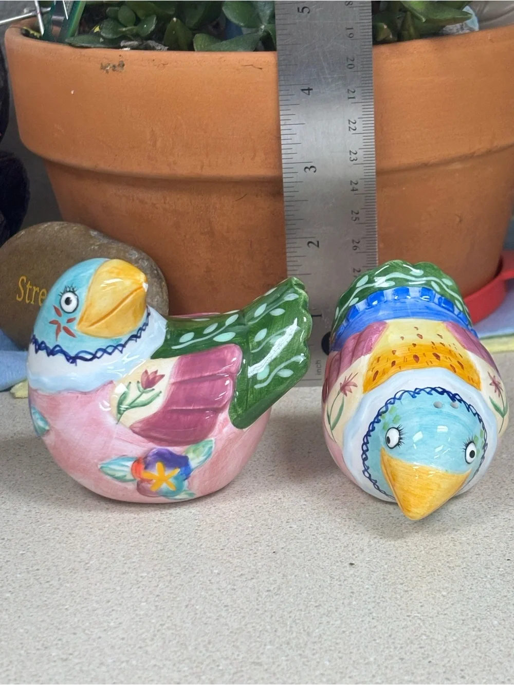 Fitz & Floyd Gypsy Chicks Ceramic Salt & Pepper Shakers. Read Description.
